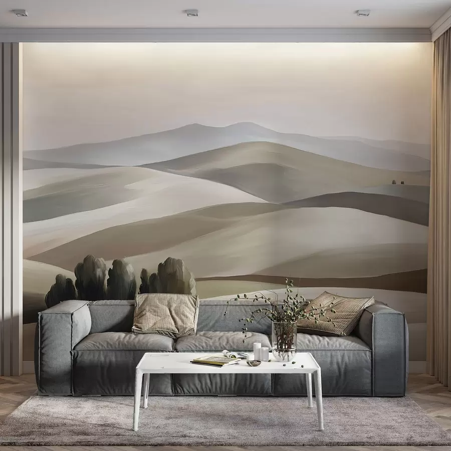 murales de pared Paisajes con árboles, Toscana, colores beige y gris, estilo óleo w03880v1