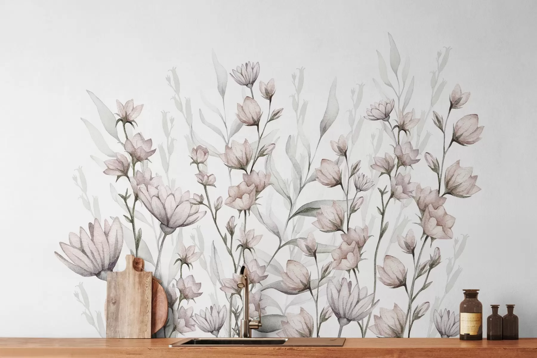 murales de pared Flores silvestres y ramitas w03907v1
