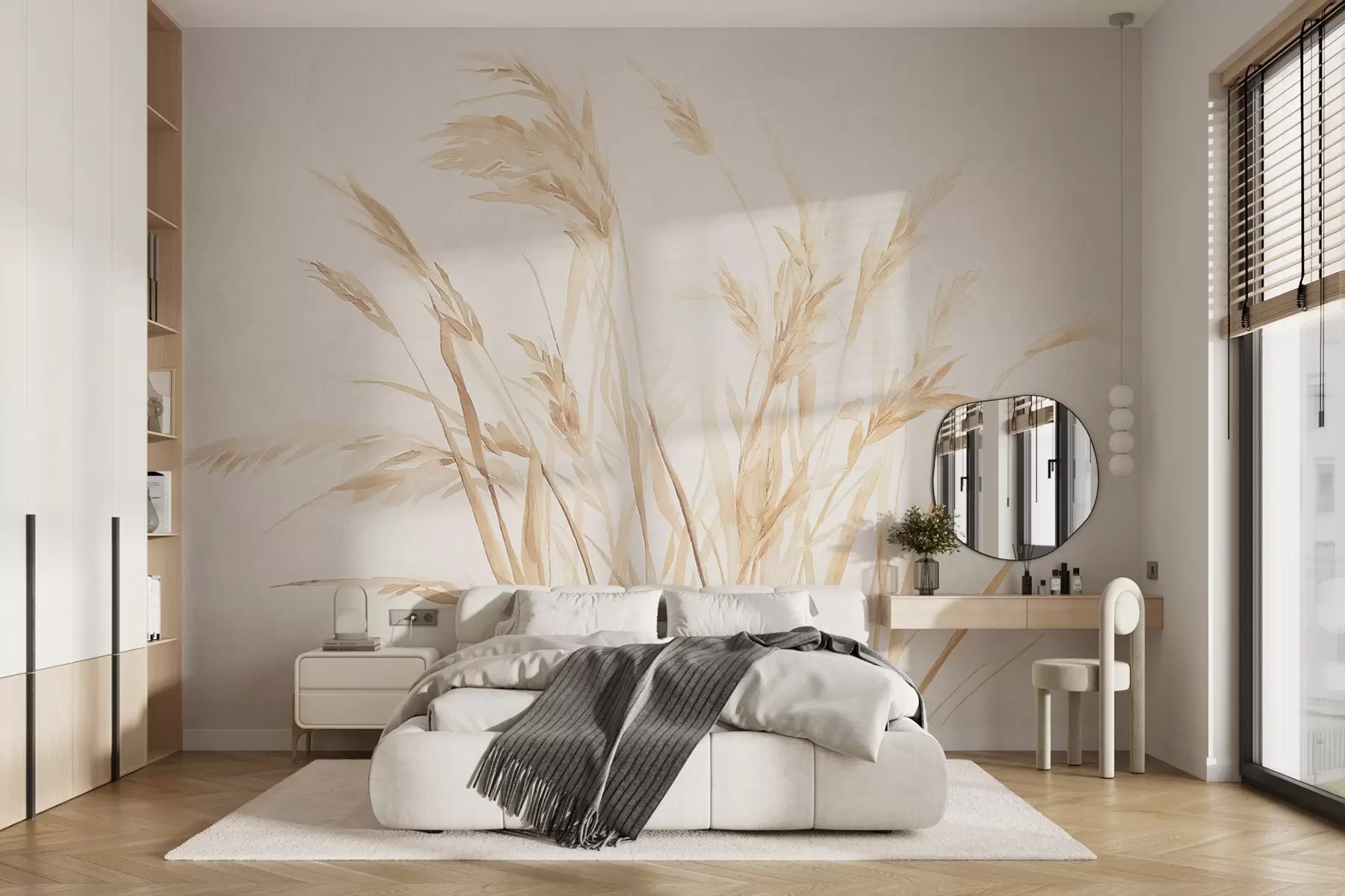 murales de pared Espigas de trigo vintage monocromas w09068