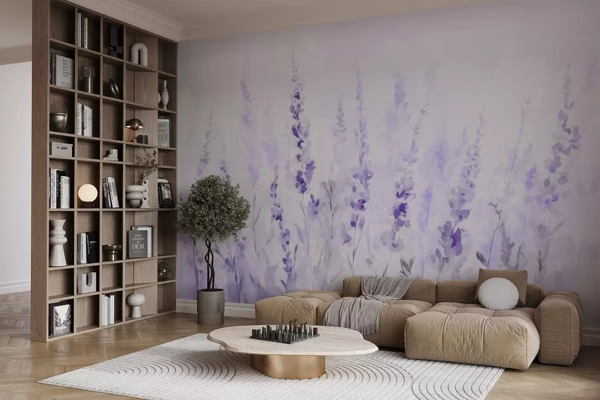 murales de pared Campo de lavanda vintage w09069v1