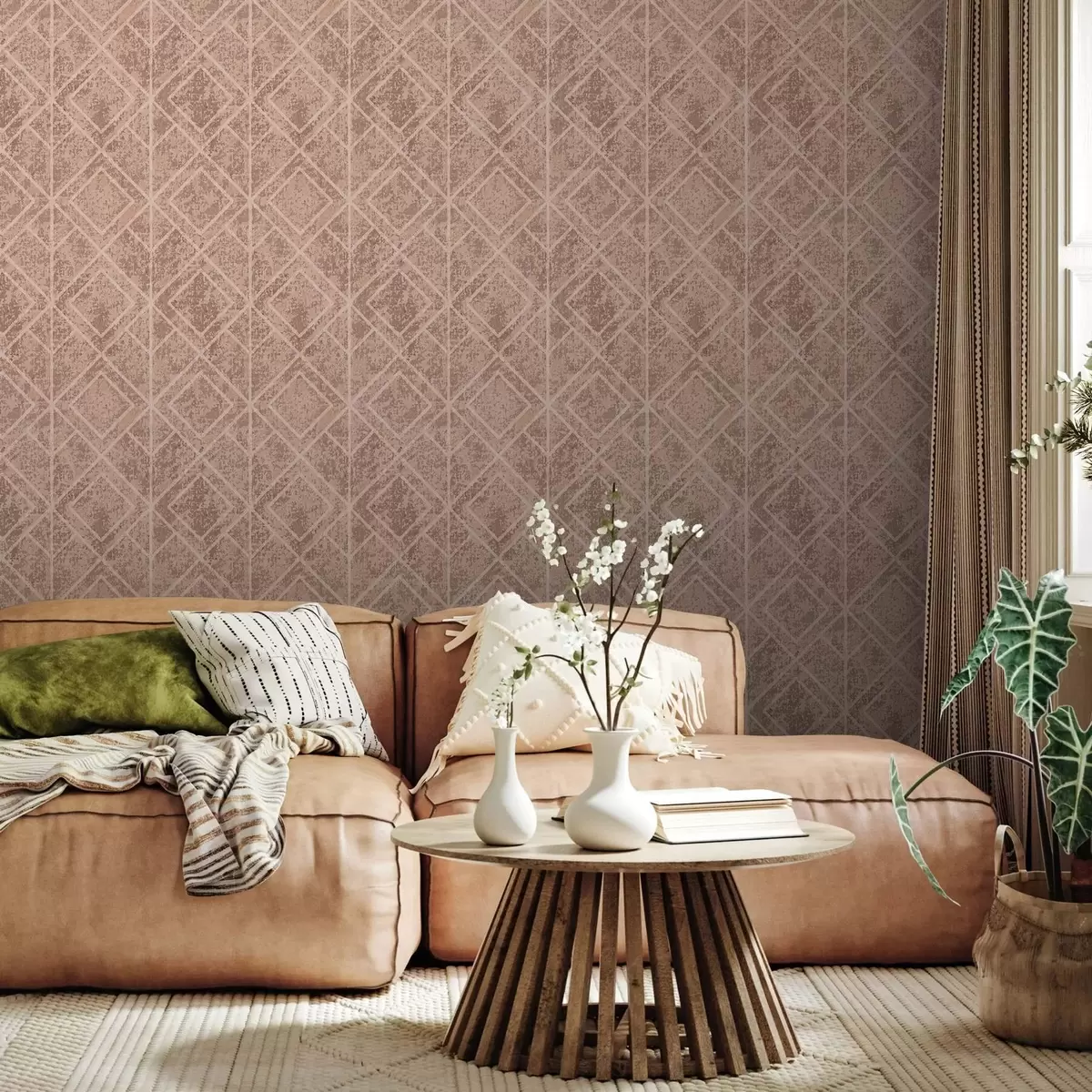Papel pintado Rombos geométricos sobre fondo texturizado a00141