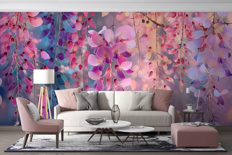 murales de pared Colorido lila en estilo acuarela w09103