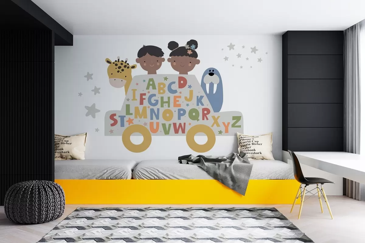 murales de pared Los niños y el alfabeto w03934v1