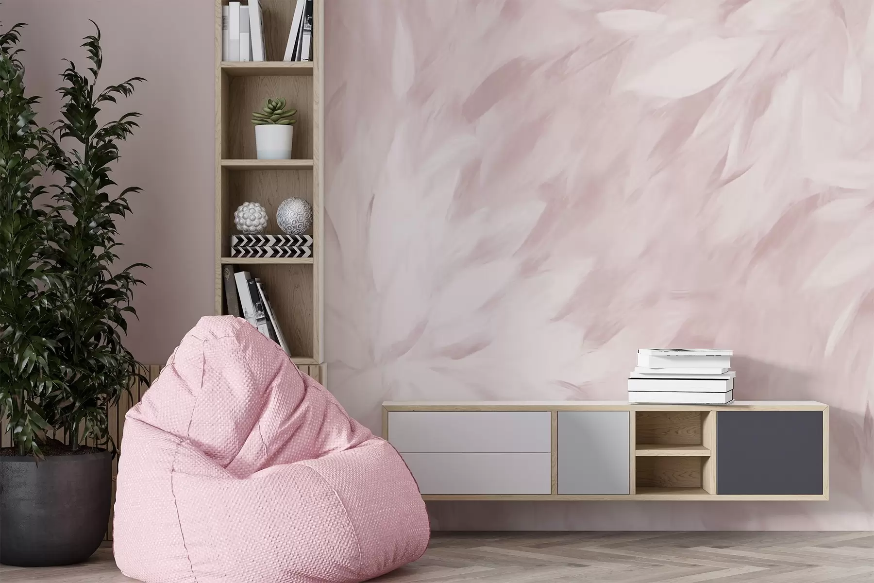 murales de pared Flores en estilo de trazos suaves w03986v1