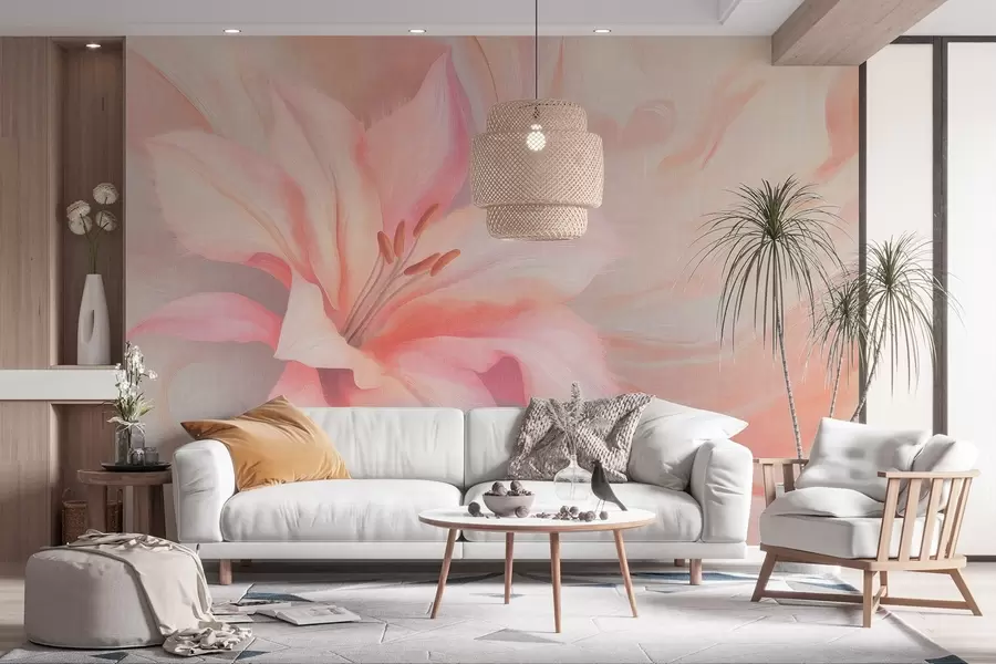 murales de pared Flor de lirio abstracción fluida, floral, dibujo colorido w04006