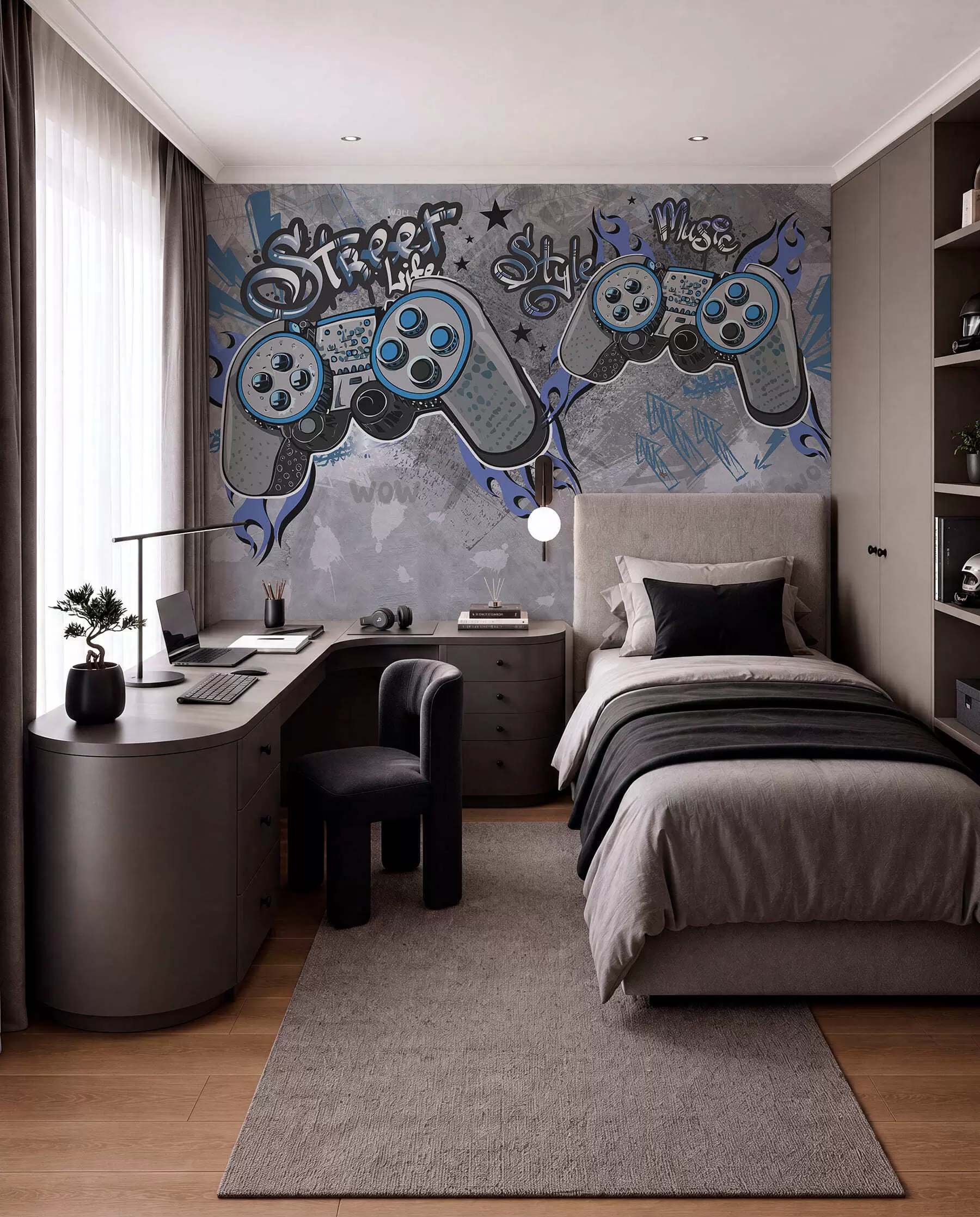 murales de pared Consolas estilo street art en la pared grunge w04054