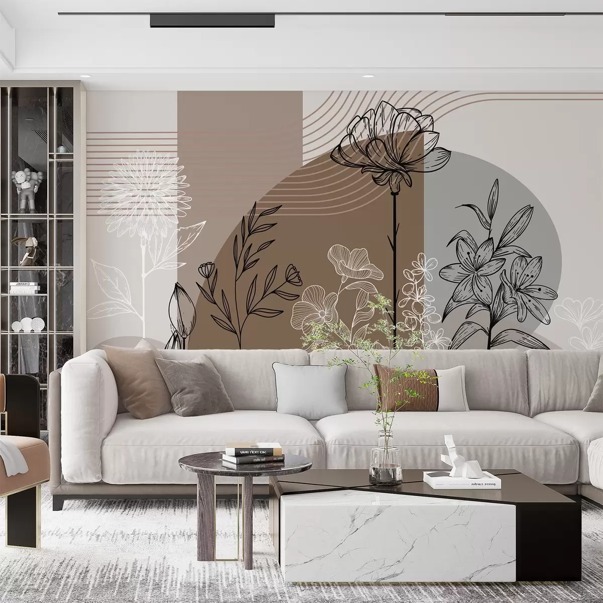 murales de pared Contorno floral boho w04081