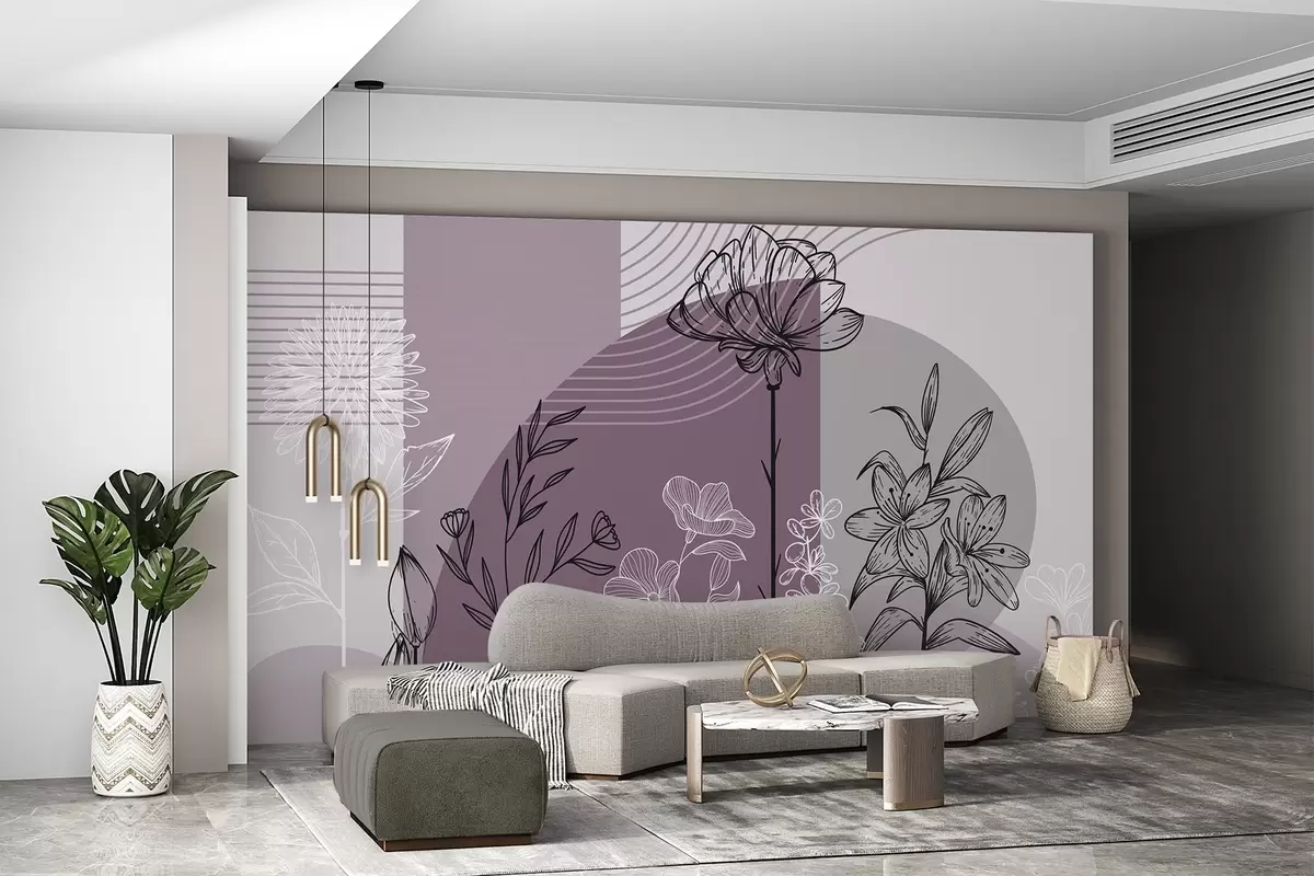 murales de pared Contorno floral boho w04081v2