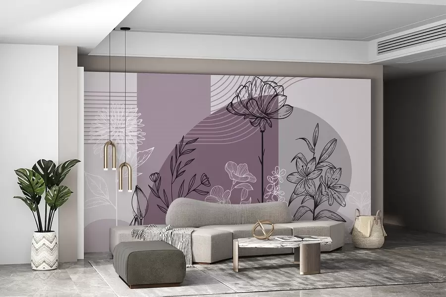 murales de pared Contorno floral boho w04081v2