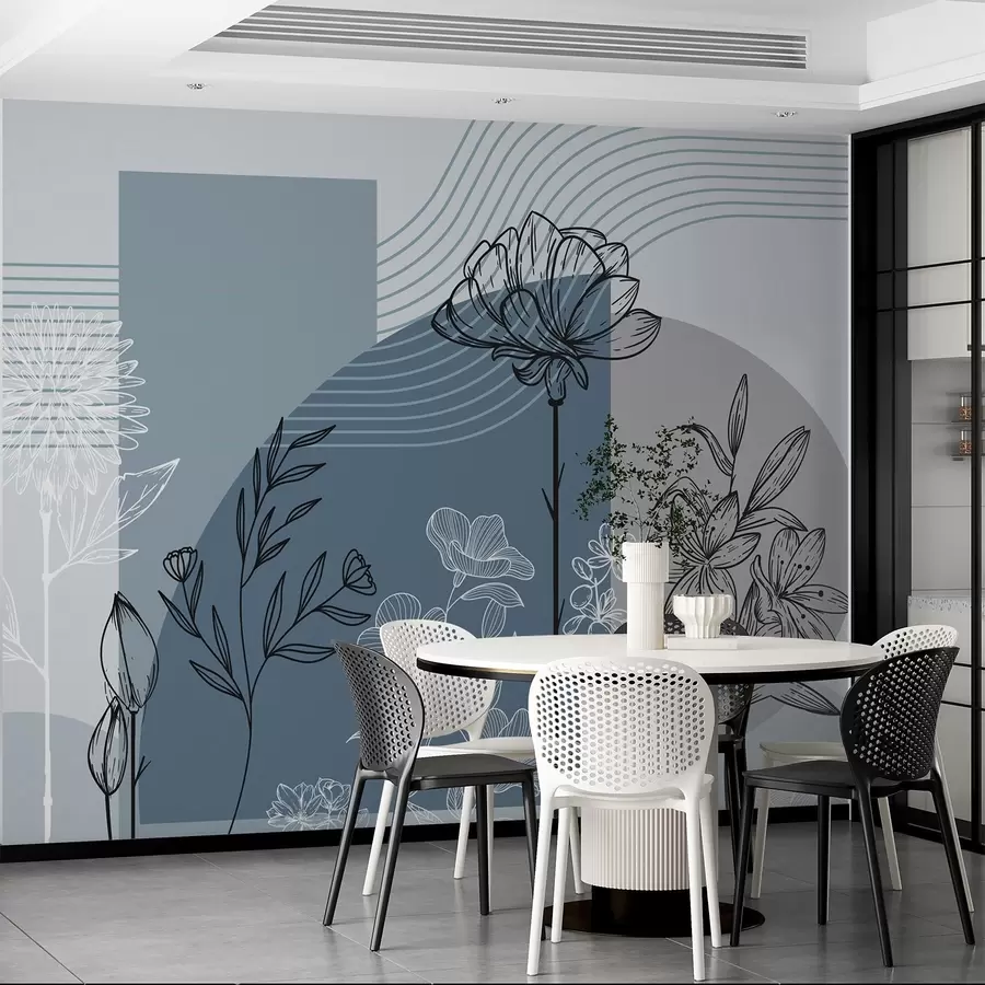murales de pared Contorno floral boho w04081v1