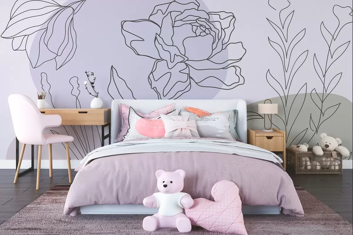 murales de pared Delicadas líneas florales w09167v3