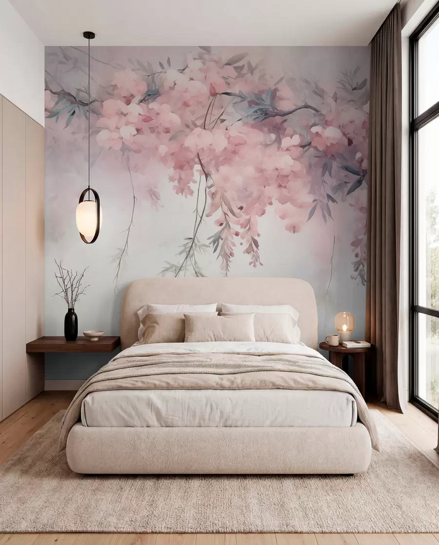 murales de pared Dosel floral en azul w09172v2