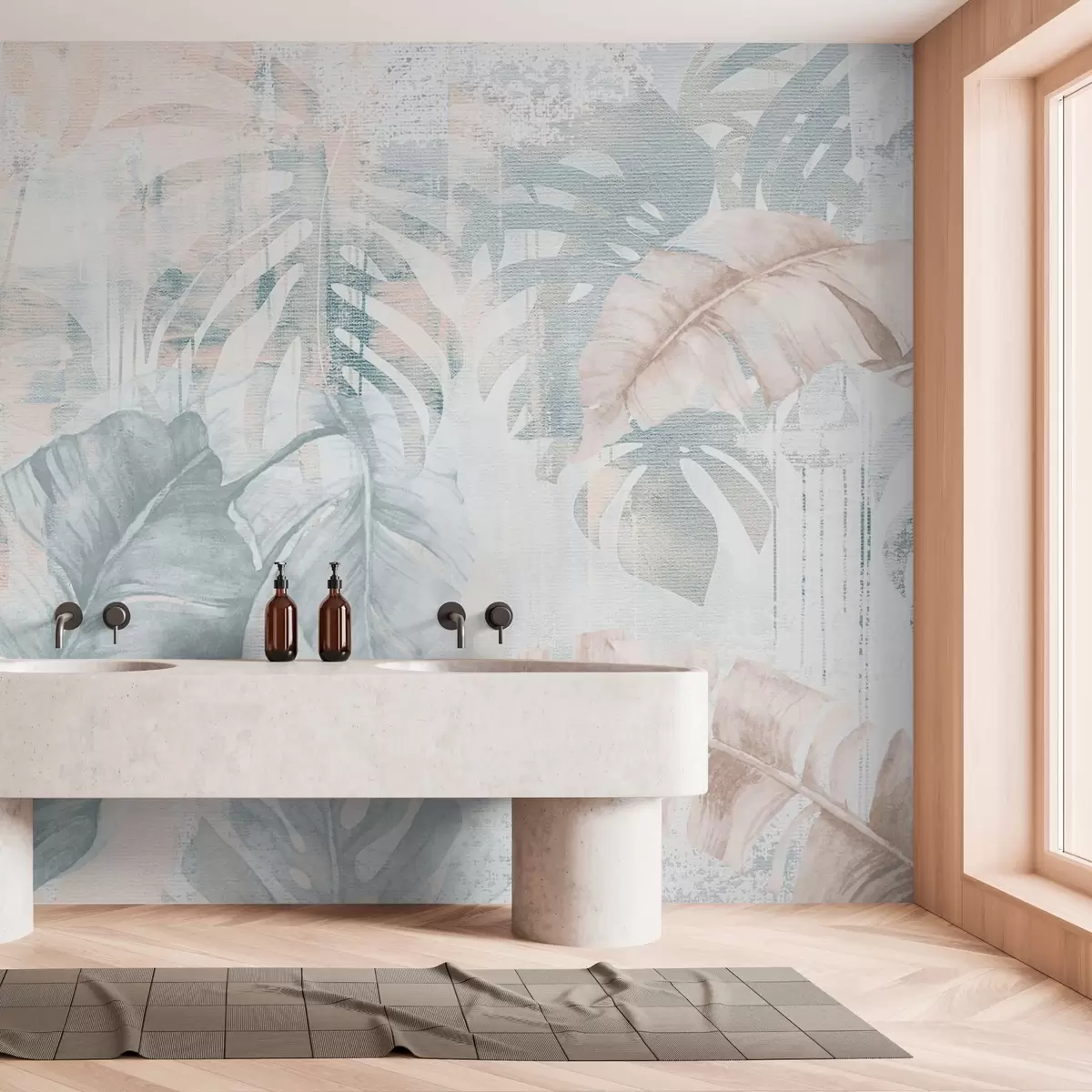 murales de pared Hojas tropicales en estilo grunge w03956