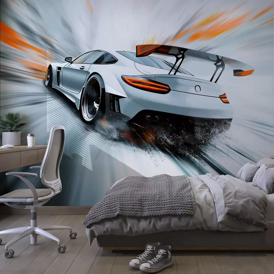 murales de pared un deportivo dinámico que surca el espacio w04074
