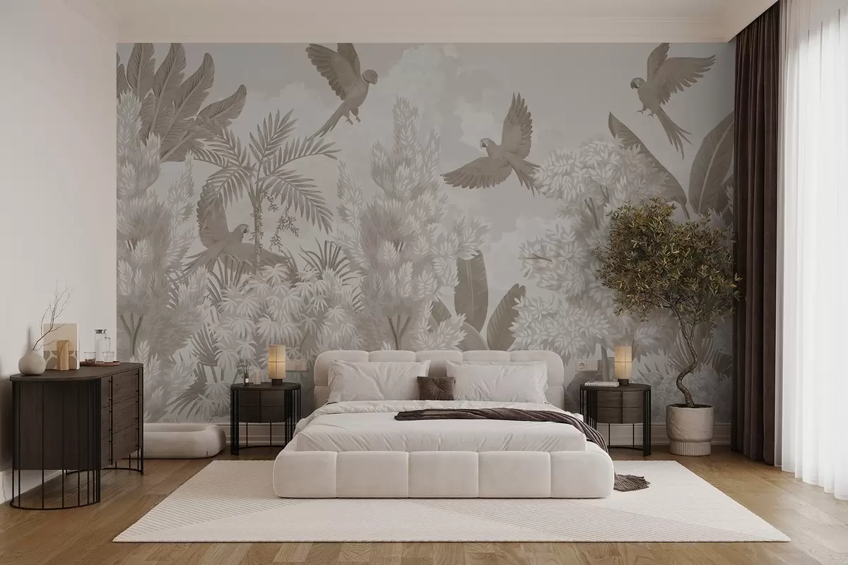 murales de pared Loros en la selva w04105v1