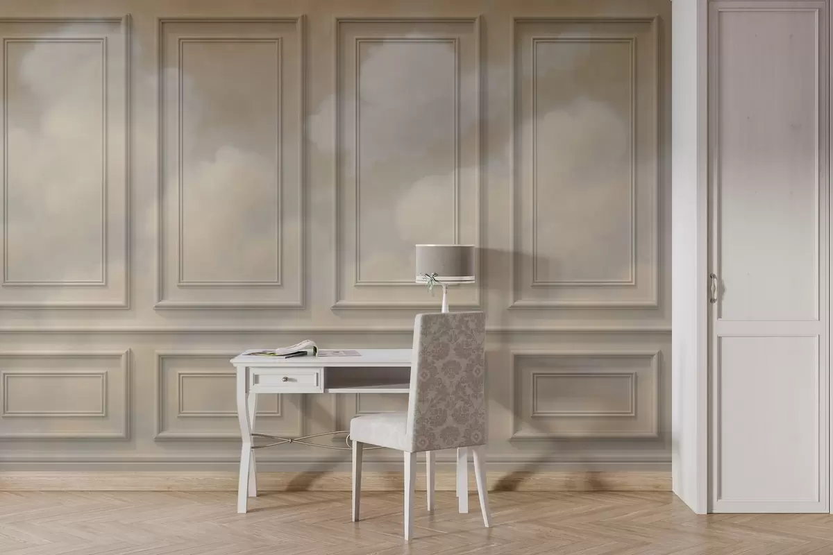 murales de pared Imitación de molduras con nubes aéreas w04110v1