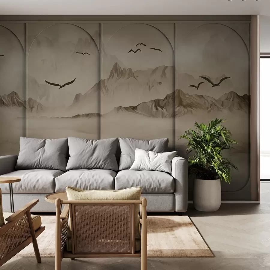 murales de pared Montañas a través de paneles w04134v1