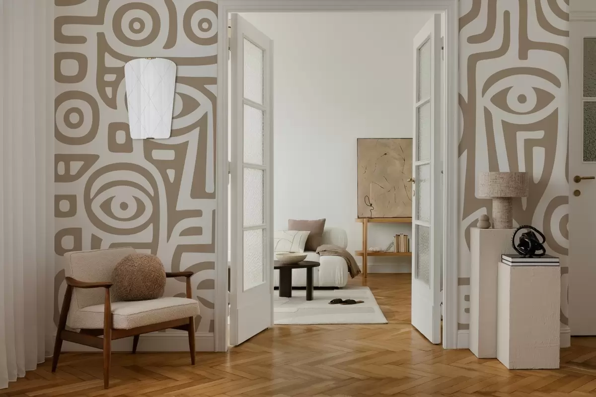 murales de pared Detalles faciales estilizados w04186v2