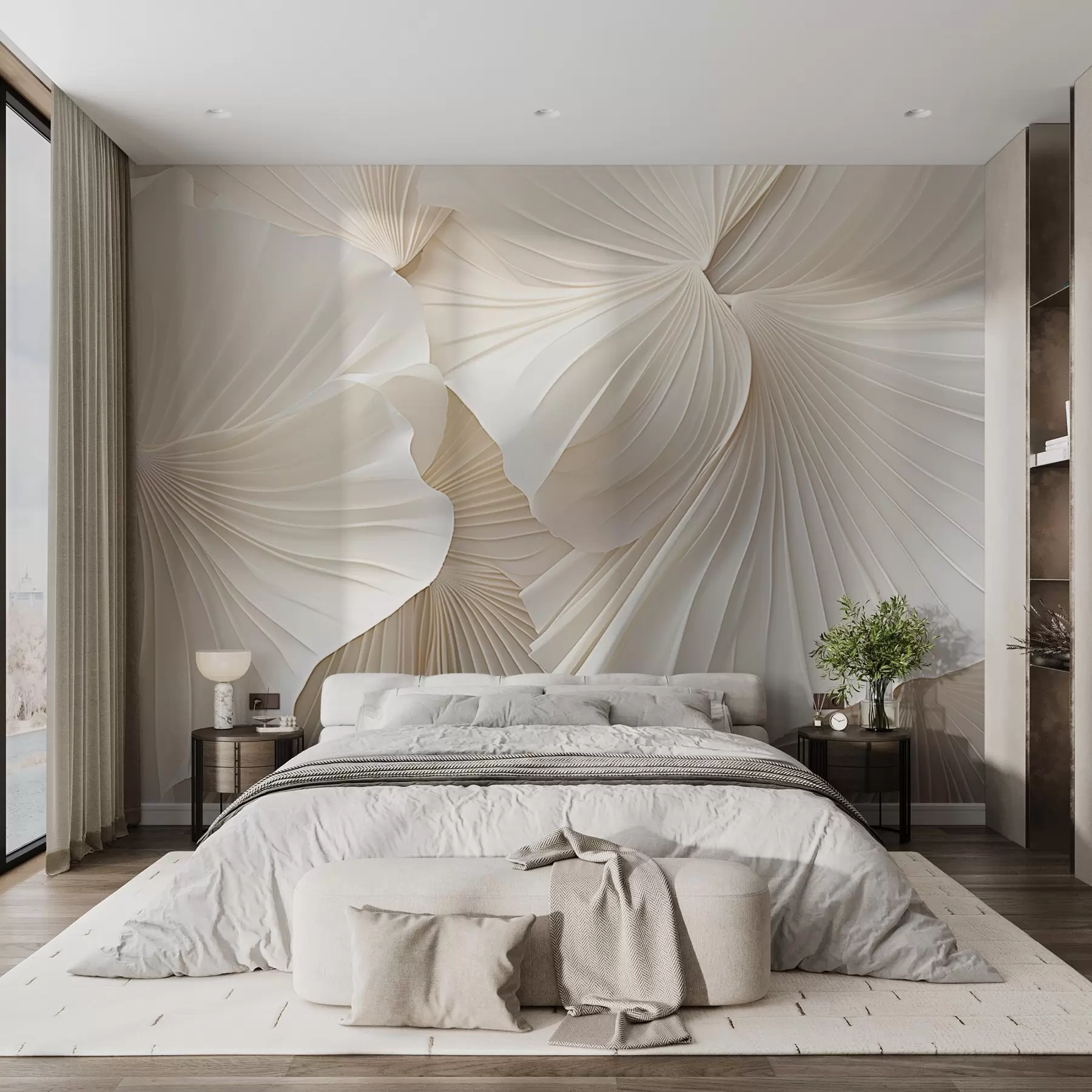 murales de pared pétalos, flores, blanco, crema, textura, ternura, decorativo w04216