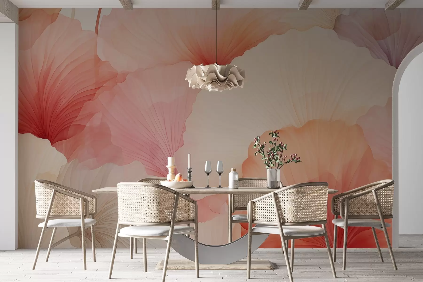 murales de pared flores, pétalos, rosa, pastel, ternura, ligereza w04256