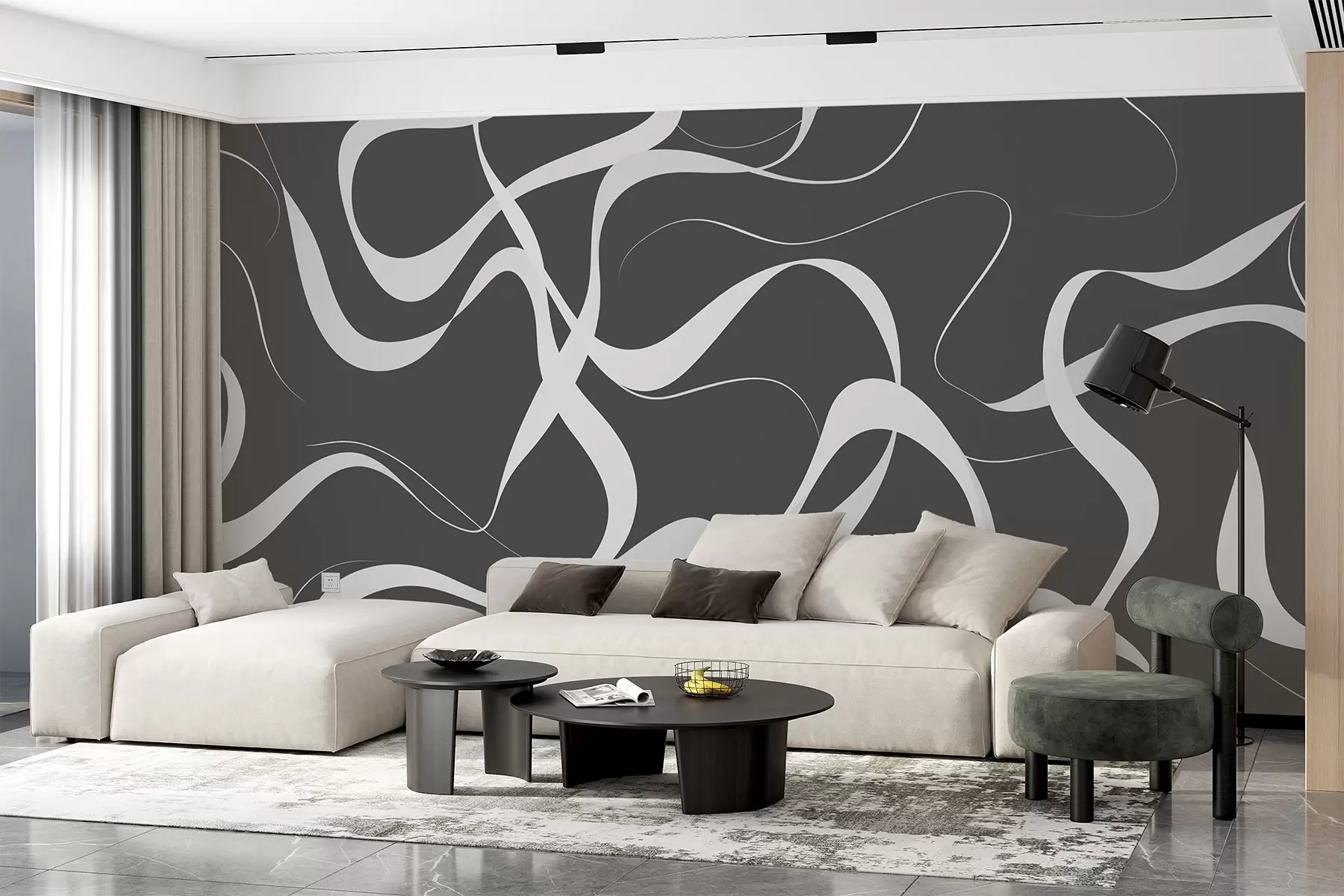 murales de pared Líneas onduladas w04223v1