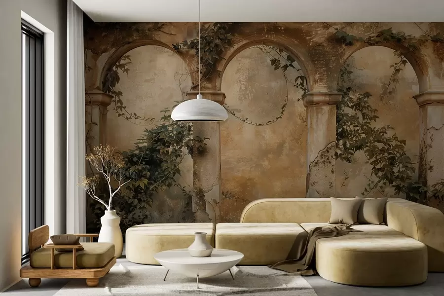 murales de pared arcos retro tintados con hiedra w04304