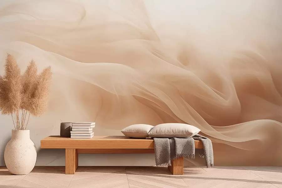 murales de pared Ondas ahumadas beige en estilo abstracto w09273