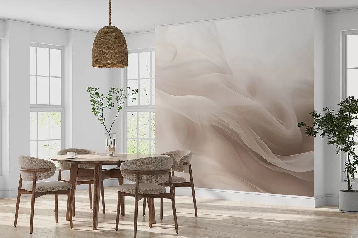 murales de pared Suaves ondas ahumadas beige de estilo abstracto w09273v1