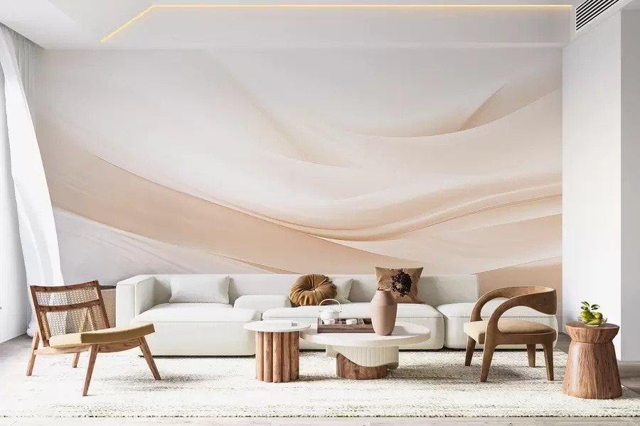 murales de pared Suaves ondas al aire en tonos pastel w09279