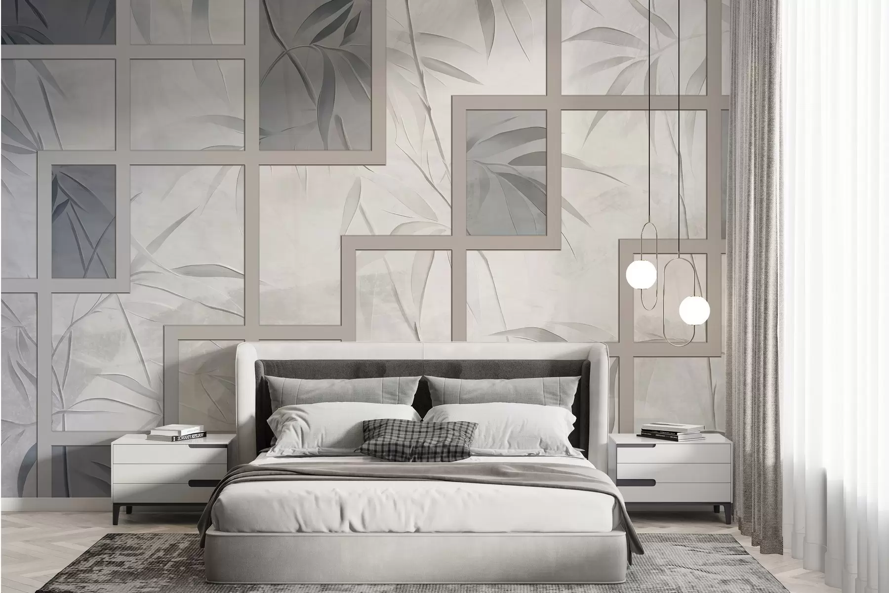 murales de pared Bambú y geometría w04319