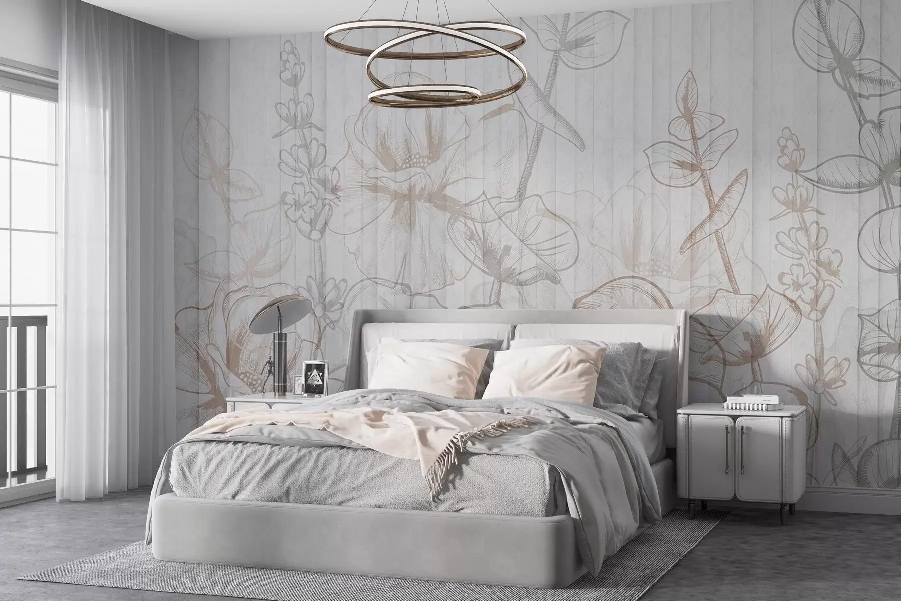 murales de pared Siluetas de plantas sobre fondo de hormigón w04327
