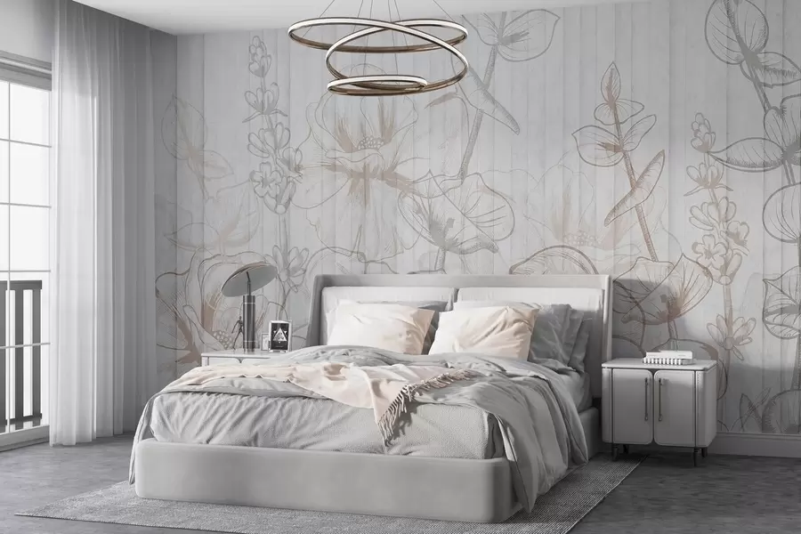murales de pared Siluetas de plantas sobre fondo de hormigón w04327