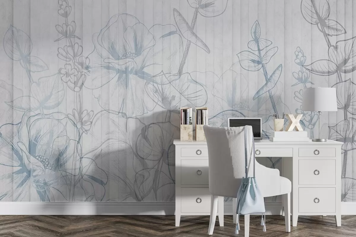 murales de pared Siluetas de plantas sobre fondo de hormigón w04327v1