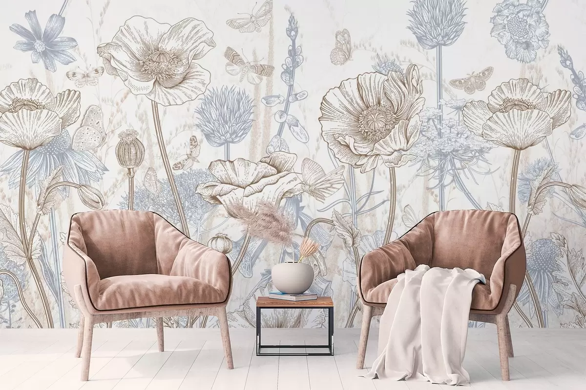 murales de pared flores silvestres w04360