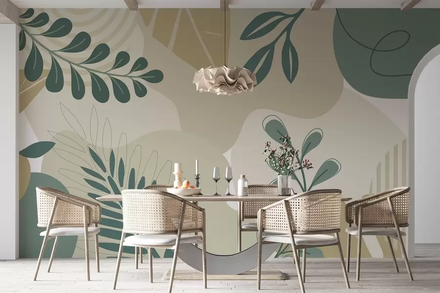 murales de pared Abstracción, hojas w04366v2