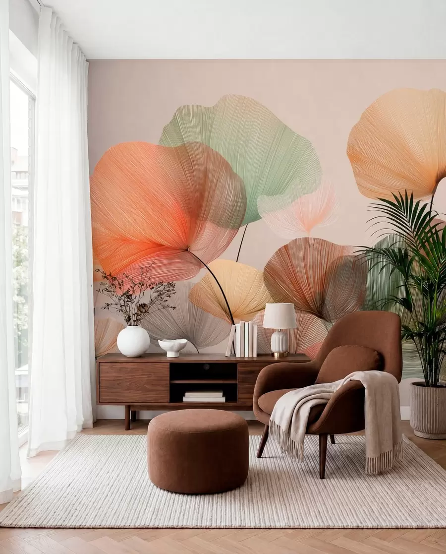 murales de pared Ginkgo en colores de otoño w04305