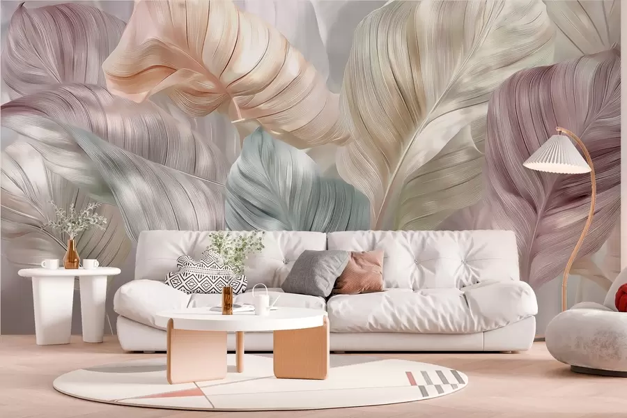 murales de pared hojas grandes tipo perla w04308