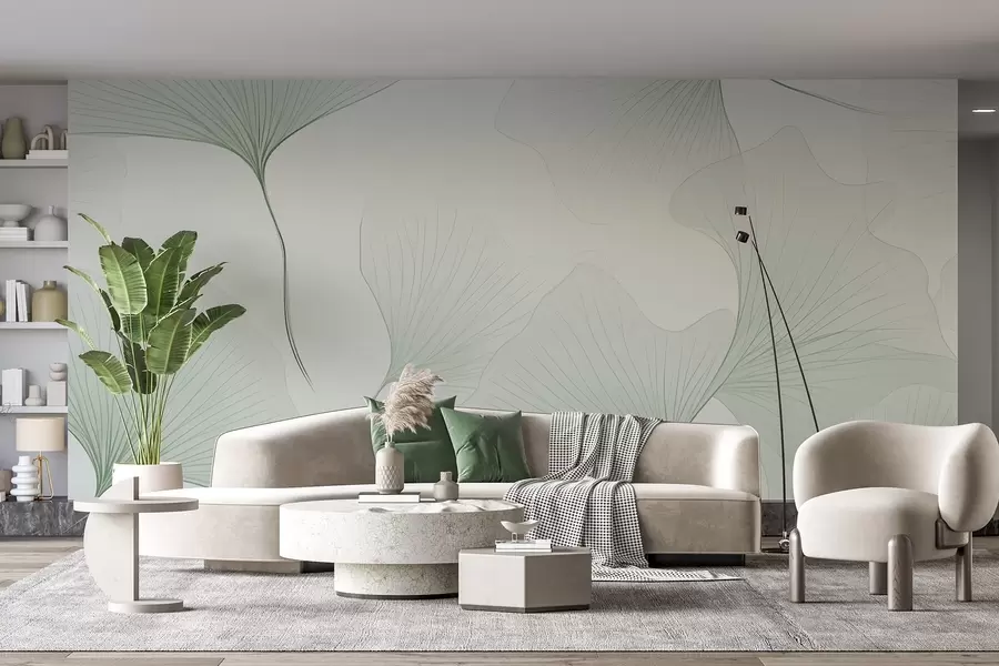 murales de pared Hojas de ginkgo transparentes w04433v2