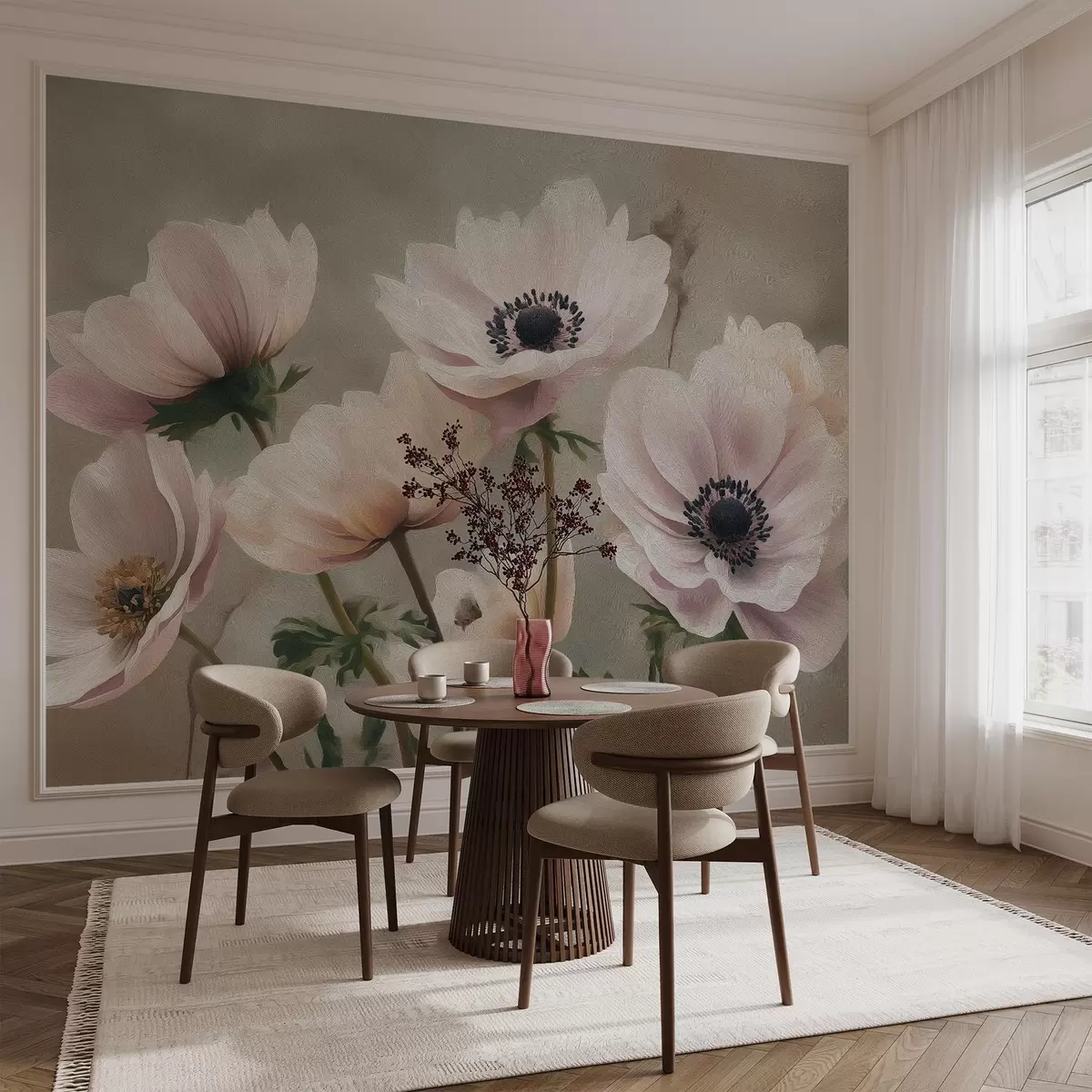 murales de pared Flores en estilo pastel w04427