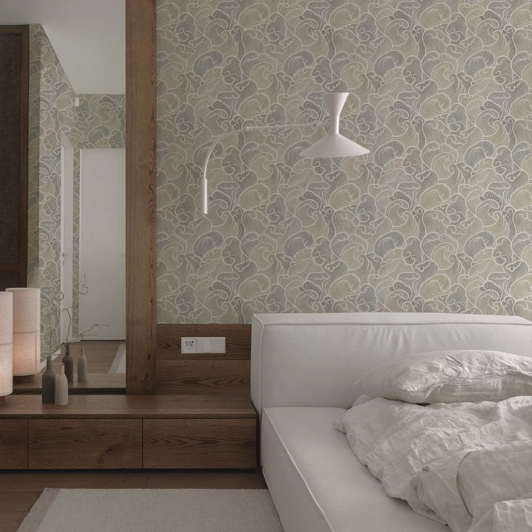 murales de pared Ondas abstractas en tonos pastel a00285