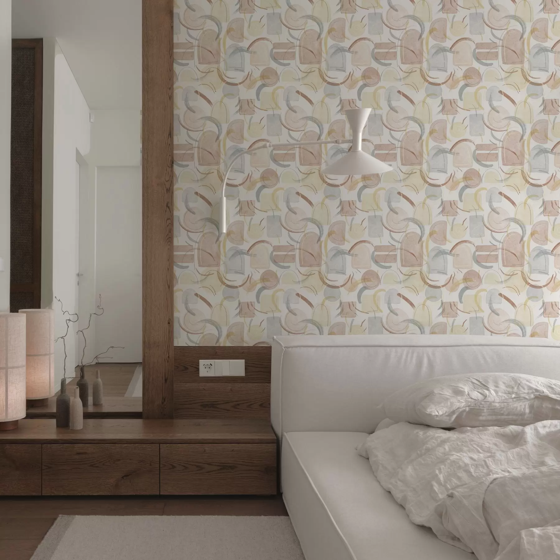 murales de pared Formas abstractas en tonos pastel a00328