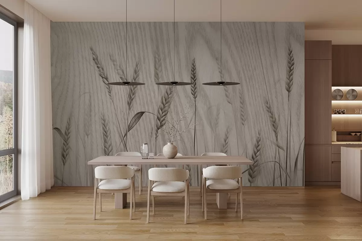 murales de pared Espigas de trigo sobre fondo texturizado w04437