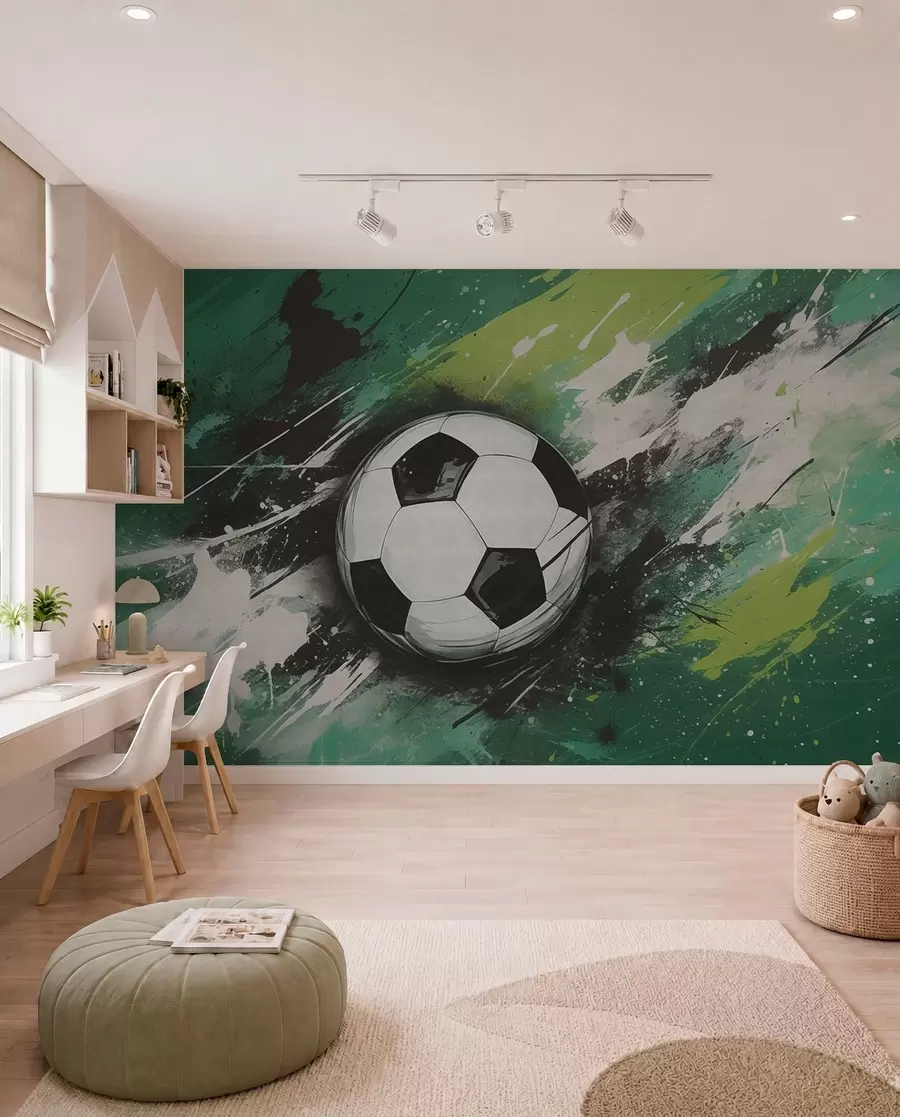 murales de pared Fútbol en pinceladas verdes w04467