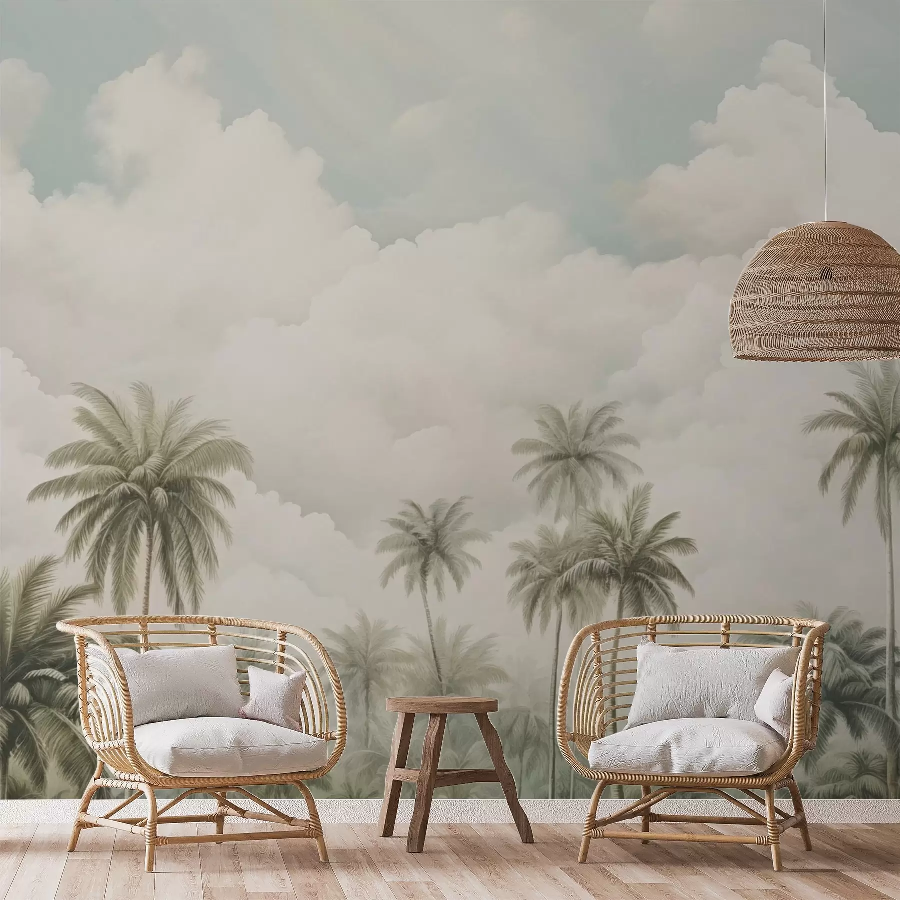 murales de pared Palmeras sobre un fondo de nubes w04485