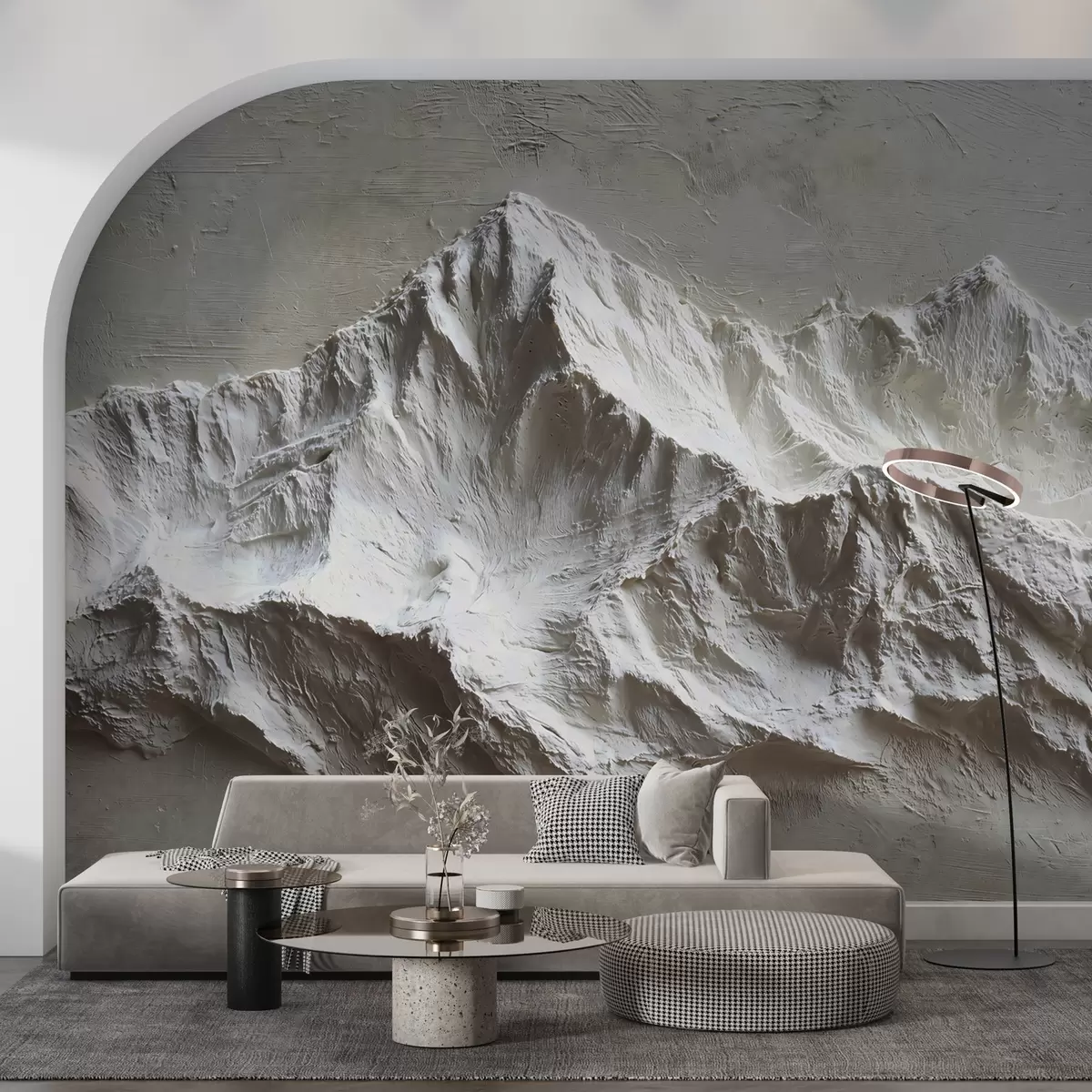 murales de pared Montañas en relieve en tonos claros con textura w04396