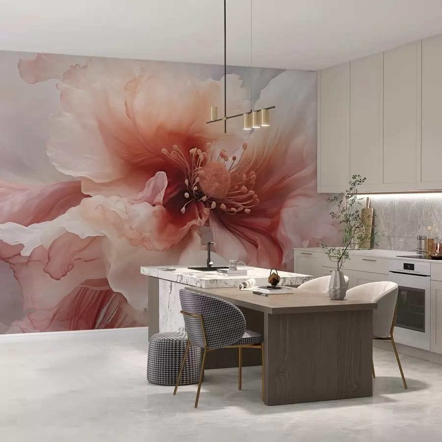 murales de pared Flor grande en tonos rojos y rosas w04446v2