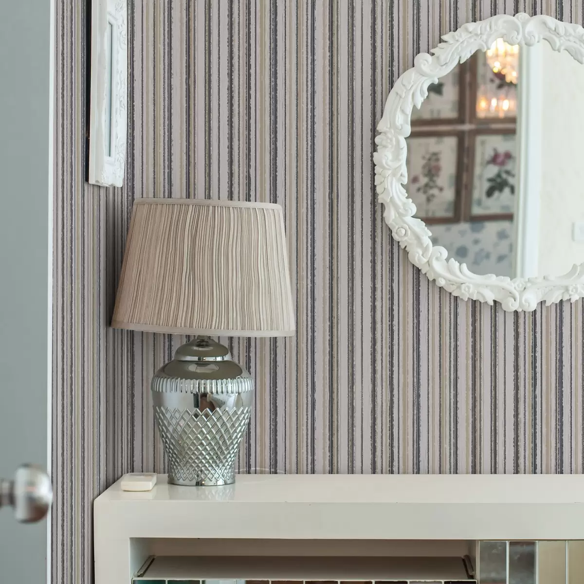 Papel pintado Rayas en tonos gris-beige y amarillentos a00508