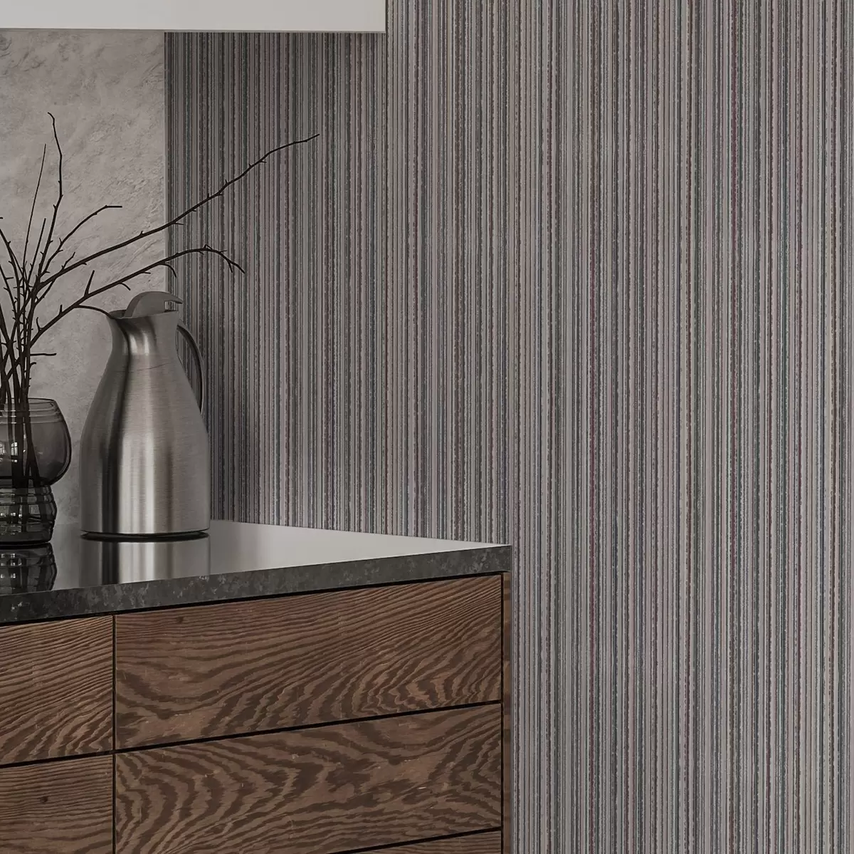 Papel pintado Rayas densas en tonos marrón-gris a00548