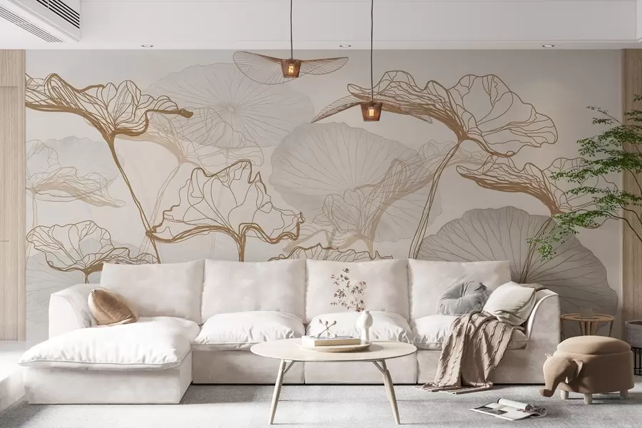 murales de pared Varias hojas de loto w04471