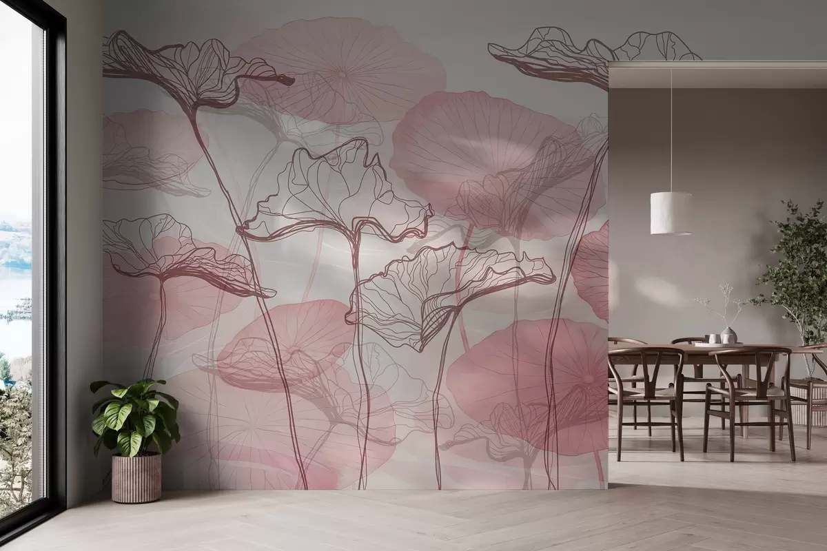 murales de pared Varias hojas de loto w04471v1